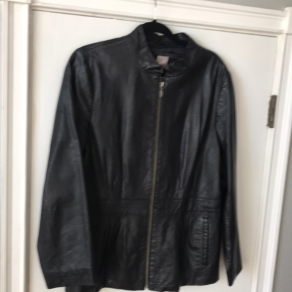 J Jill black leather jacket large